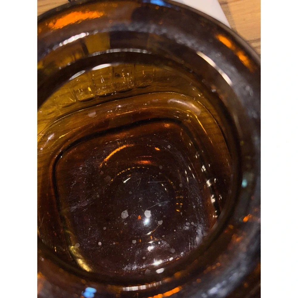 Artland Amber Glass Ribbed Canister with Metal Lid Square Kitchen Jar 9 Inch
